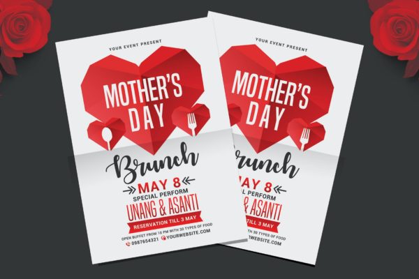 母亲节早午餐优惠活动传单素材 Mothers Day Brunch