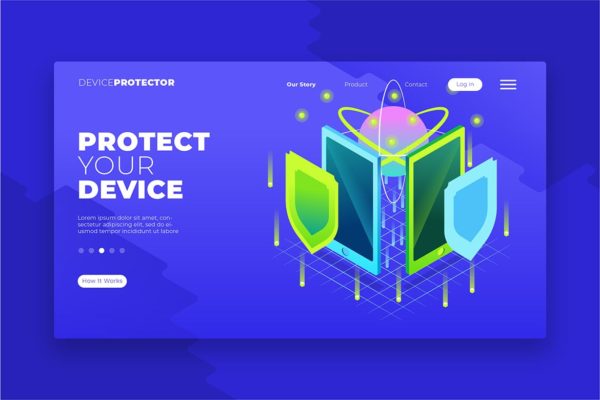 安全软件主题插画网站Banner&着陆页设计模板 Security Software – Banner & Landing Page