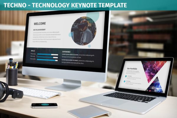 多媒体技术Keynote幻灯片创意模板 Techno – Technology Keynote Template