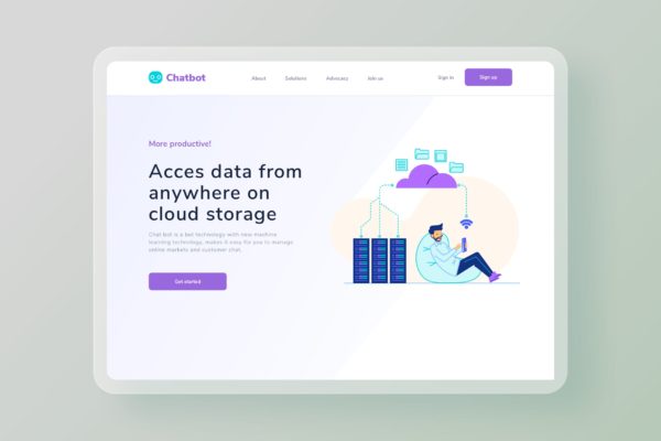 云数据主题网站设计插画 Data based on cloud website Illustration