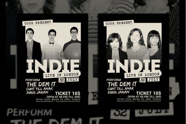 独立音乐演唱会传单PSD素材 Indie Music Concert