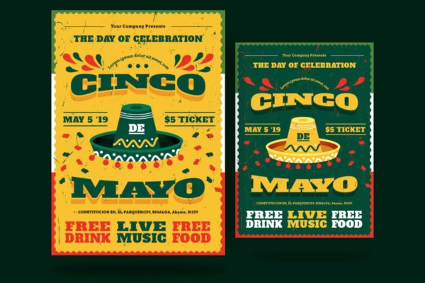 墨西哥五月五日宣传单素材 Cinco De Mayo Flyer