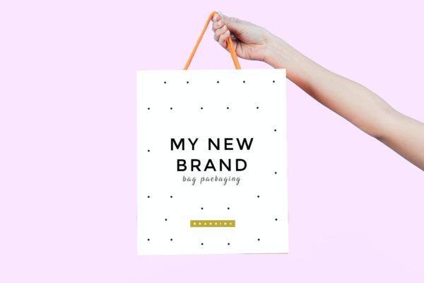 清新简洁手提袋包装盒模型样机设计模板 Bag Mockup #1