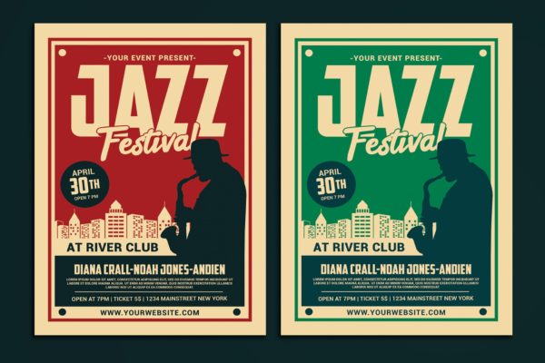 爵士音乐节海报模板下载 Jazz Music Festival