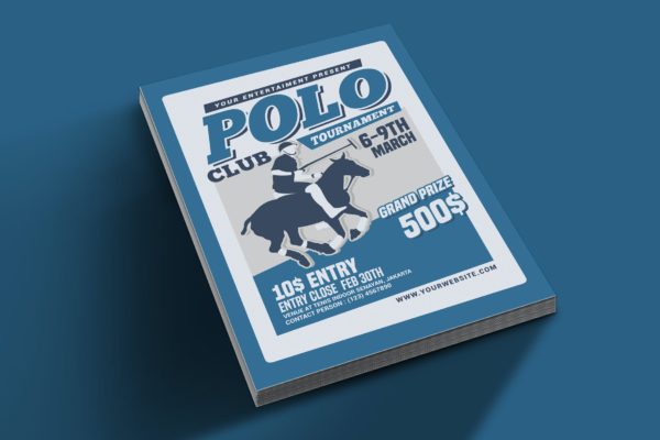 马球运动俱乐部锦标赛宣传单模板下载 Polo Sport Club Tournament
