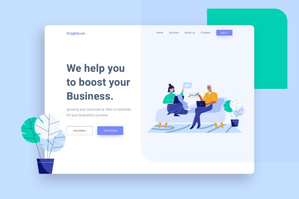 财务报告主题网站Header设计着陆页插画模板 Finance report Website Header Illustration