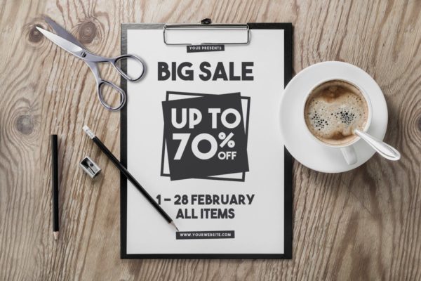 简约风格促销传单/海报设计模板 Clean Sale Flyer