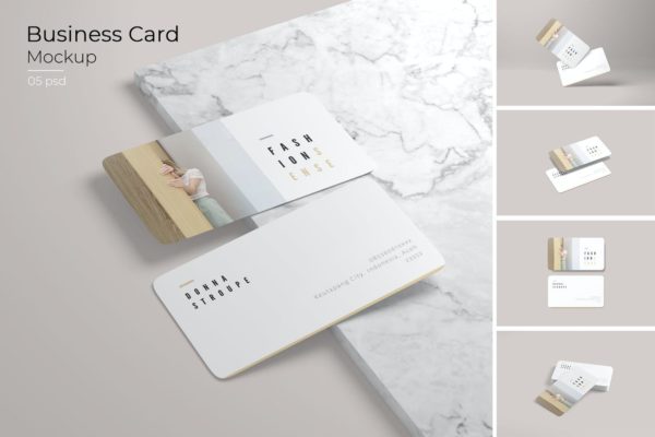 极简主义小清新名片圆角模型样品 Business Card Rounded Corners Mockup