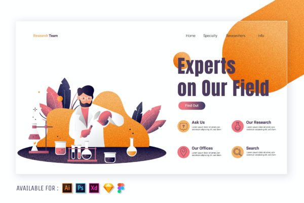 医学研究主题Web网站设计矢量插画 Medical Research – Web Illustration