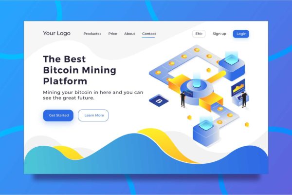 比特币加密货币主题扁平设计风格矢量插画素材 Bitcoin Crypto Currency Flat Vector Illustration