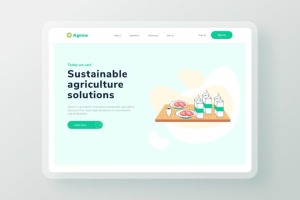 农产品农业主题网站设计矢量插画素材 Agriculture Farm Products Landing page header