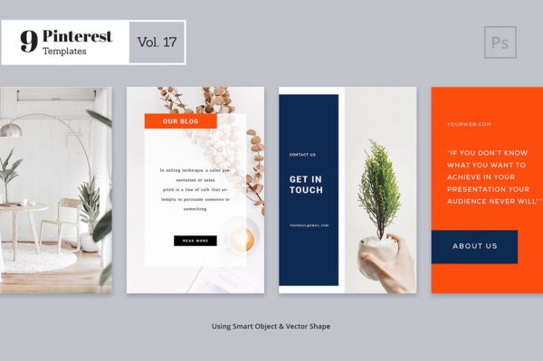 清新文艺风Pinterest社交网站文章配图模板V.17 Pinterest Templates Vol. 17