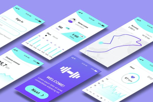 透视图App应用程序屏幕展示样机 Perspective App Screens Mockup