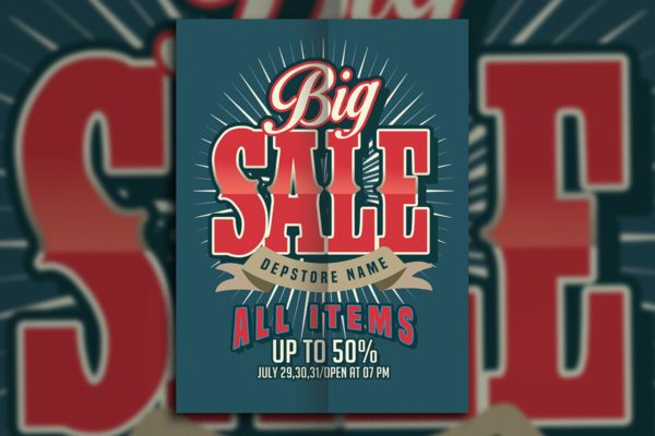 复古设计风格大甩卖传单模板 Big Sale Retro Style