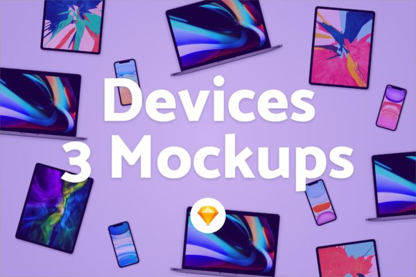MacBook Pro/iPad Pro/iPhone Pro样机素材[Sketch] MacBook Pro, iPad Pro, iPhone Pro –  Sketch Mockup
