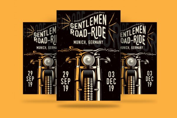 绅士摩托车传单素材 Gentlemen’s Ride Flyer