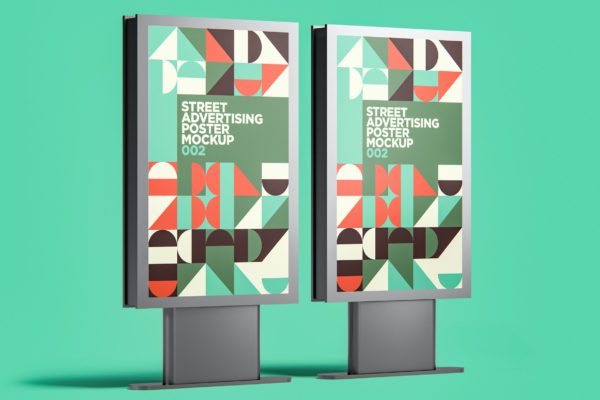 街头户外大型公交站台广告海报模型002 Street Advertising Poster Mockup 002