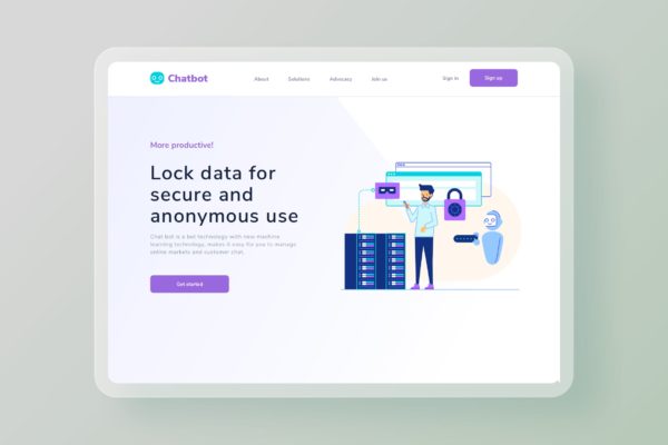 大数据安全数据保证主题网站设计插画 Big Data Secure data warranty website Illustration