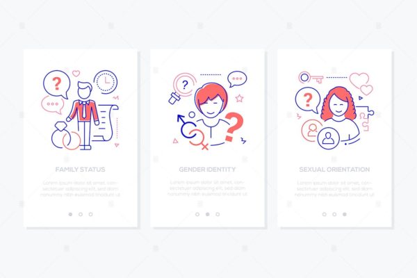 多元化概念线条设计风格插画素材 Diversity concept line design style web banners