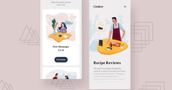 信息主题APP用户界面设计矢量插画素材 Message Mobile Interface Illustrations