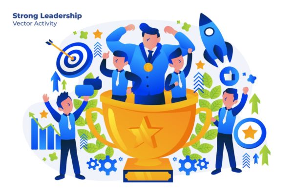 团队成功主题矢量插画设计素材 Strong Leadership – Vector Illustration