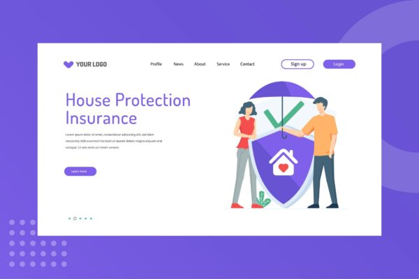 房屋保护主题网站着陆页设计插画模板 House protection Landing Page Template