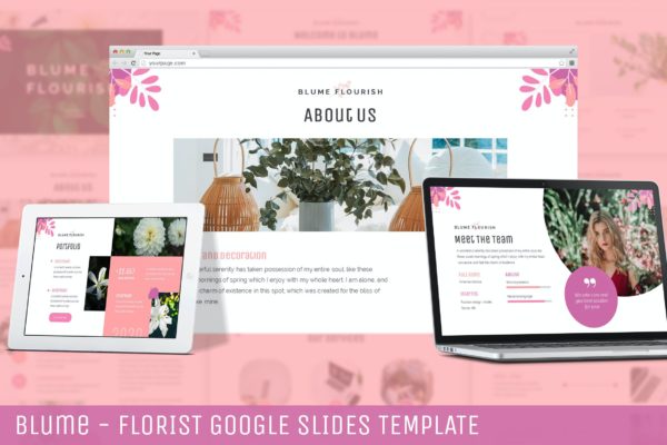 植物花卉店谷歌幻灯片演示文稿模板 Blume – Florist Google Slides Template