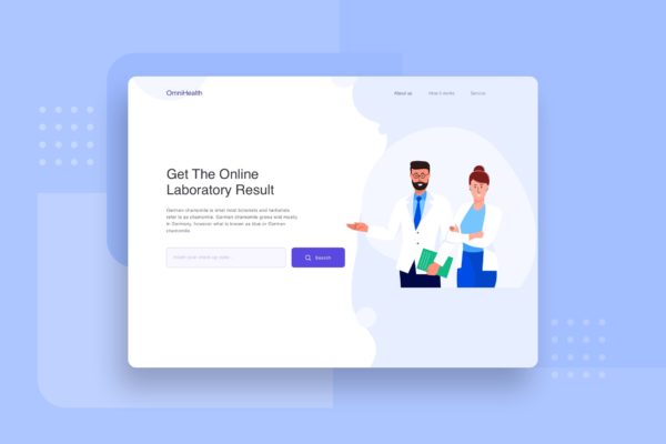 医生和护士主题网站设计矢量插画素材 Doctor and Nurse landing page header Illustration