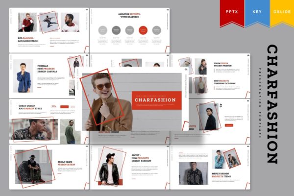 时尚男装推广PowerPoint演示文稿模板 Charfashion | Presentation Template