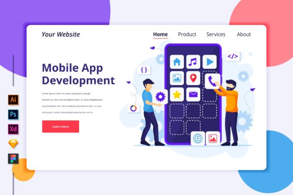 App开发主题扁平设计风格概念插画 Agnytemp – App Development