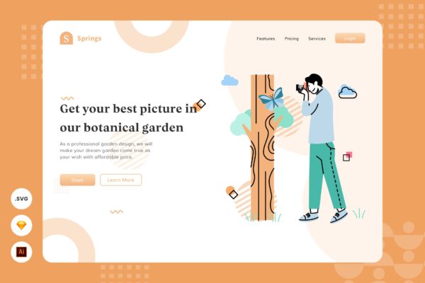 摄影主题网页头部插画设计素材 Best Photography Object – Website Header