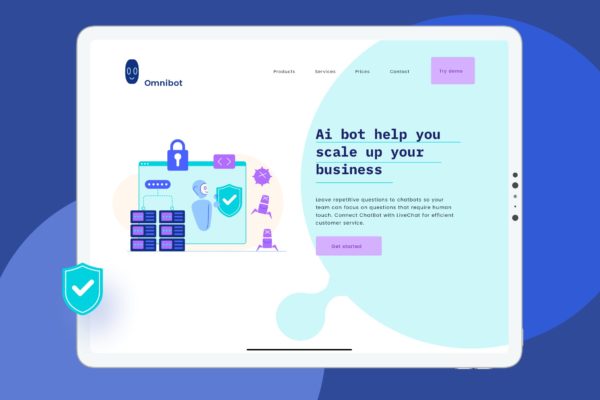 大数据安全主题网站头部设计插画 Big Data Security Website Header
