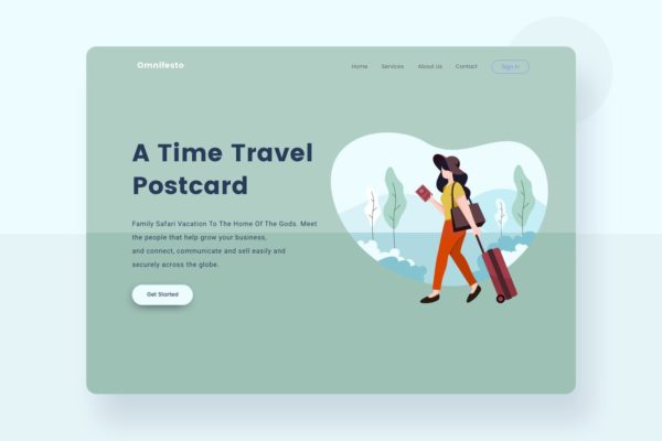 国外旅游主题网站着陆页插画设计模板 Travel Packing landingpage header Illustration