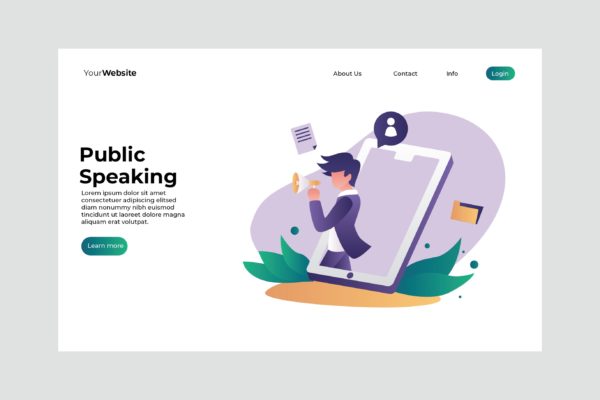 公开演讲主题网站着陆页插画设计 Public Speaking