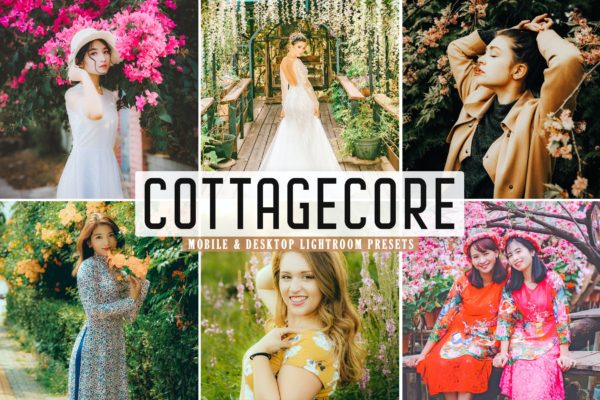 花景人物摄影Lightroom调色滤镜 Cottagecore Mobile & Desktop Lightroom Presets