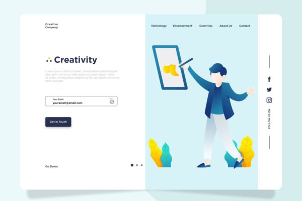 创作艺术主题网页Banner&着陆页插画设计模板 Creative – Banner & Landing Page