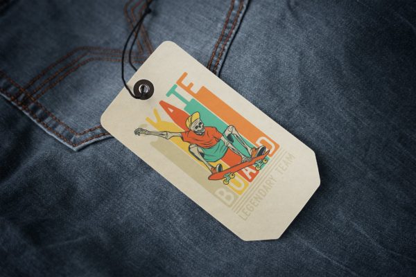 牛仔裤服装品牌标签样机 Tag Label Mockup