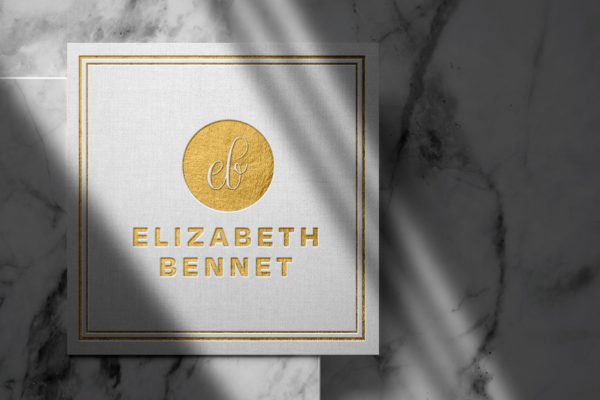 亚麻纸张豪华金色Logo设计样机 Luxury Gold Logo Mockup on Linen Paper