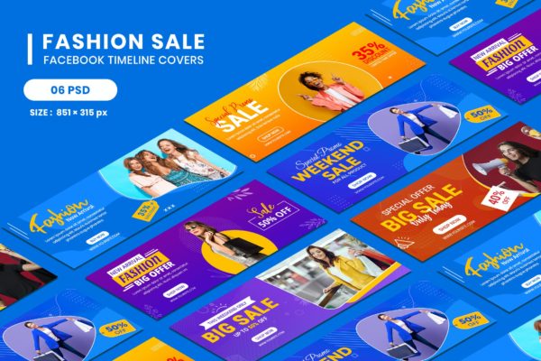 时尚折扣促销主题Facebook时间轴封面设计模板 Facebook Timeline Covers for Discount Fashion