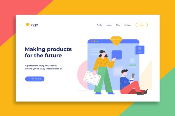 制造产品未来概念扁平设计着陆页插画模板 Flat Illustration Landing Pages