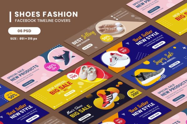 鞋子促销主题Facebook时间轴封面设计模板 Shoes Banner Facebook Timeline Covers