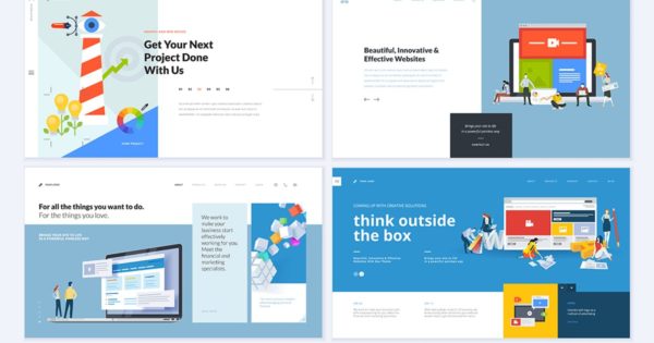 现代简约创意网站主页设计EPS模板合集v6 Set of creative website template designs