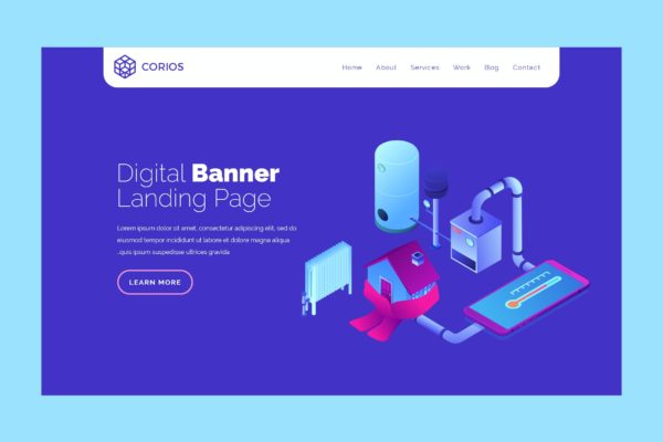 手机散热降温主题网站Banner图设计PSD模板 Corios – Hero Banner Template