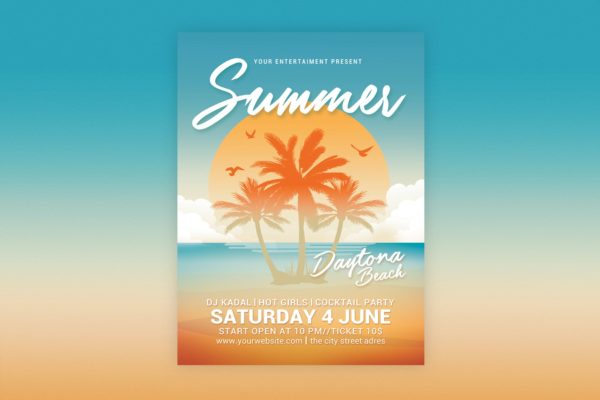 夏日海滩派对海报模板 Summer Beach Party