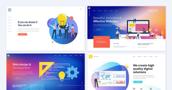 现代简约创意网站主页设计EPS模板合集v2 Set of creative website template designs