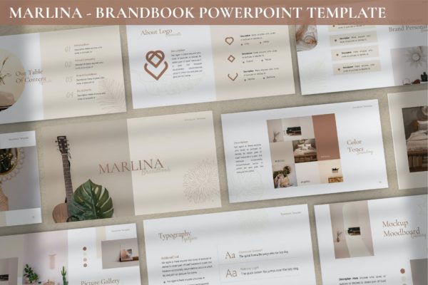 经典复古干净简约PPT工具包幻灯片模板 Marlina – Brandbook Powerpoint Template