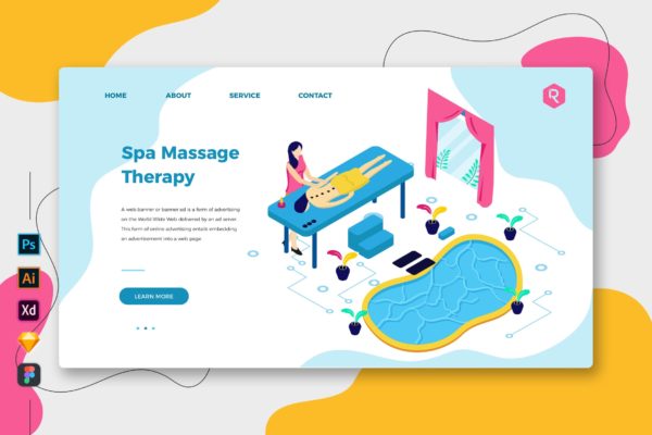 Spa水疗按摩疗法-创意网站着陆页UI设计模板 Spa Massage Therapy – Web & Mobile Landing Page