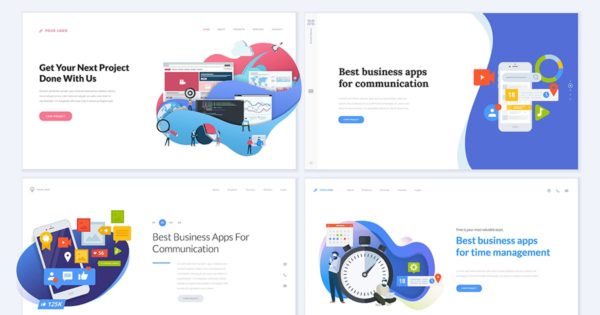 现代简约创意网站主页设计EPS模板合集v1 Set of creative website template designs