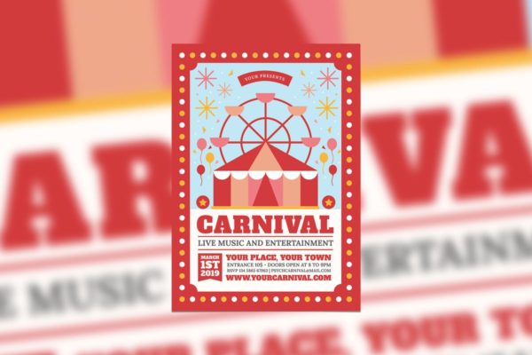 马戏团嘉年华活动海报设计模板 Carnival Event Flyer