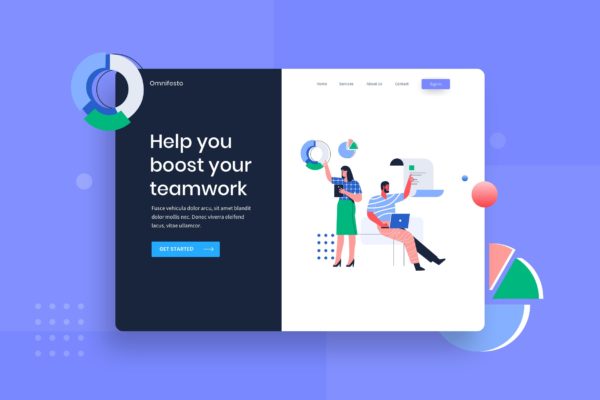 市场调研主题网站着陆页设计矢量插画 Marketing Research Landing Page Illustration